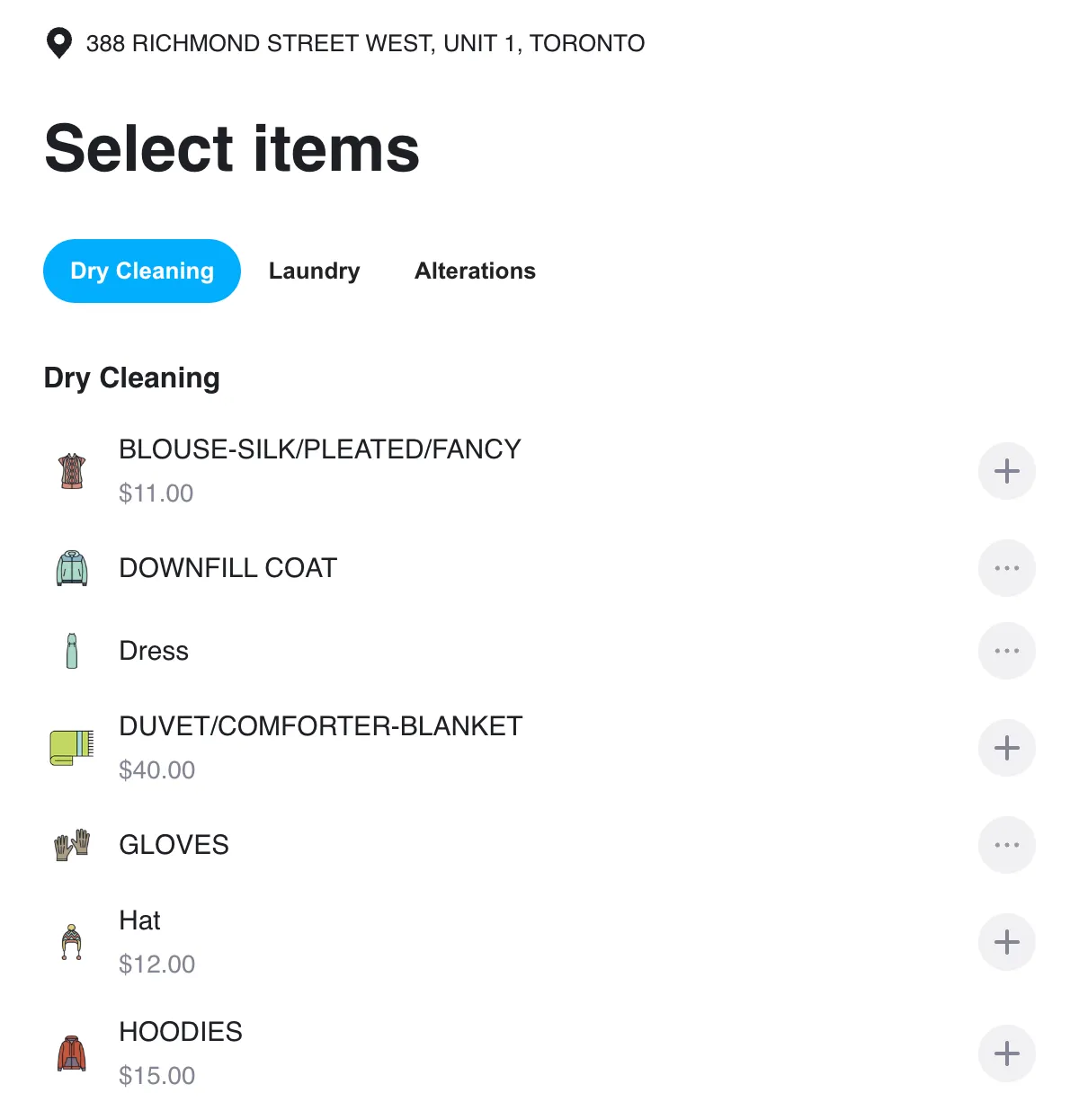 Select your items